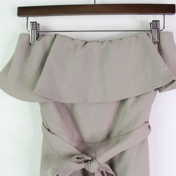 Babaton Strapless Ruffle Jumpsuit Taupe 2 - Picture 3 of 10